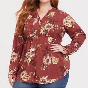 Torrid Orange Floral Babydoll Top